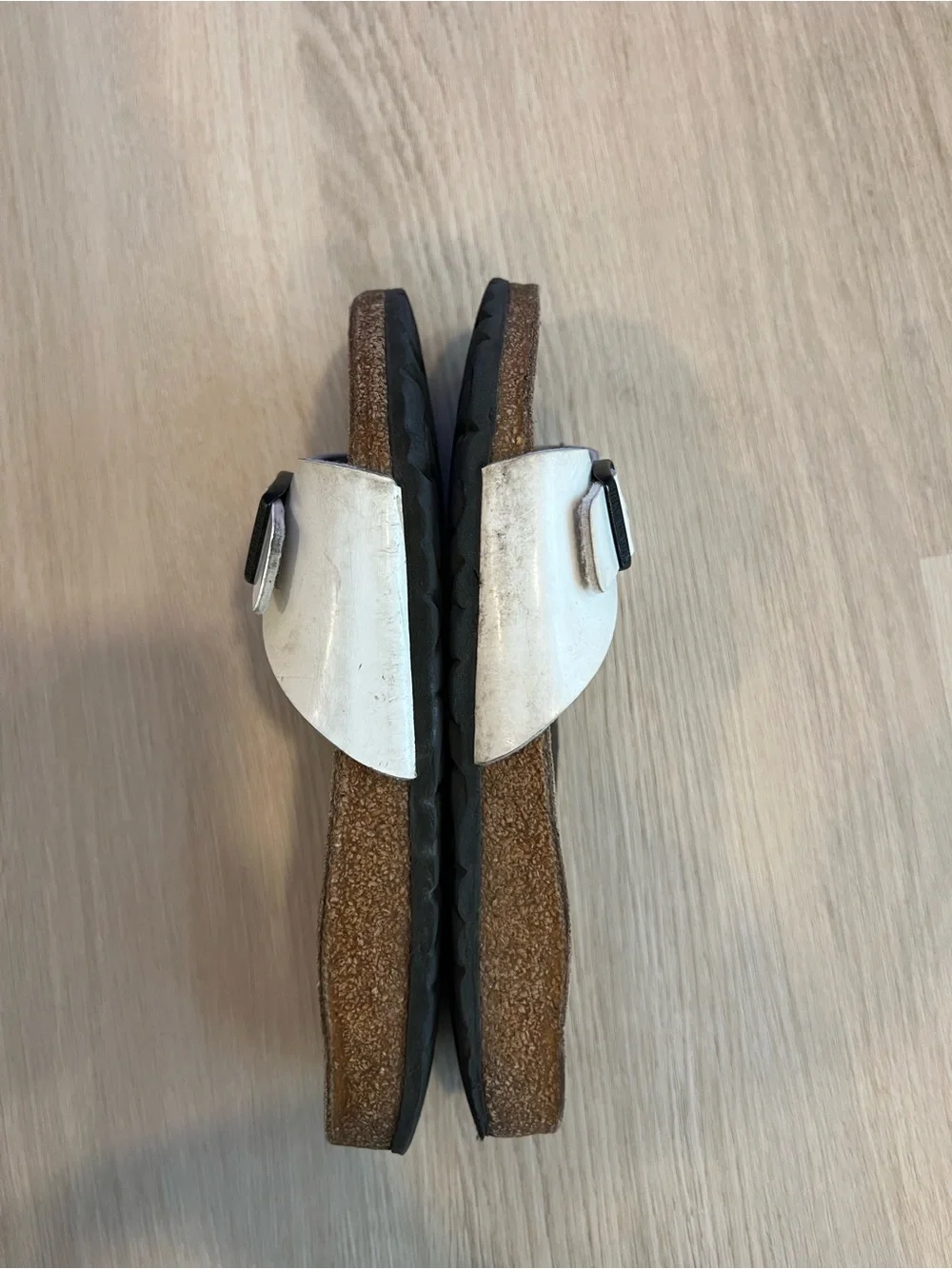 Birkenstock White Single-Buckle Slide Sandals